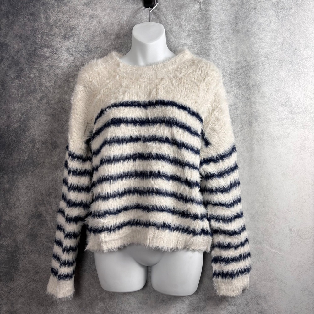 La Ligne x Target Fuzzy Yarn Striped Crewneck Sweater Size Medium